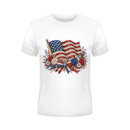 4th of July PNG Rhinestone American Flag