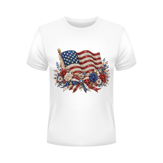 4th of July PNG Rhinestone American Flag