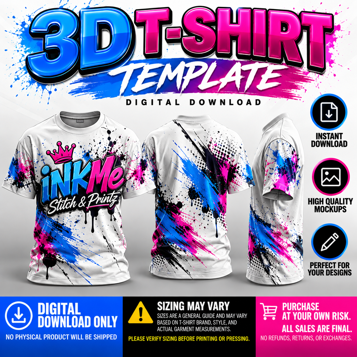 3D T-Shirt Template – Digital Download