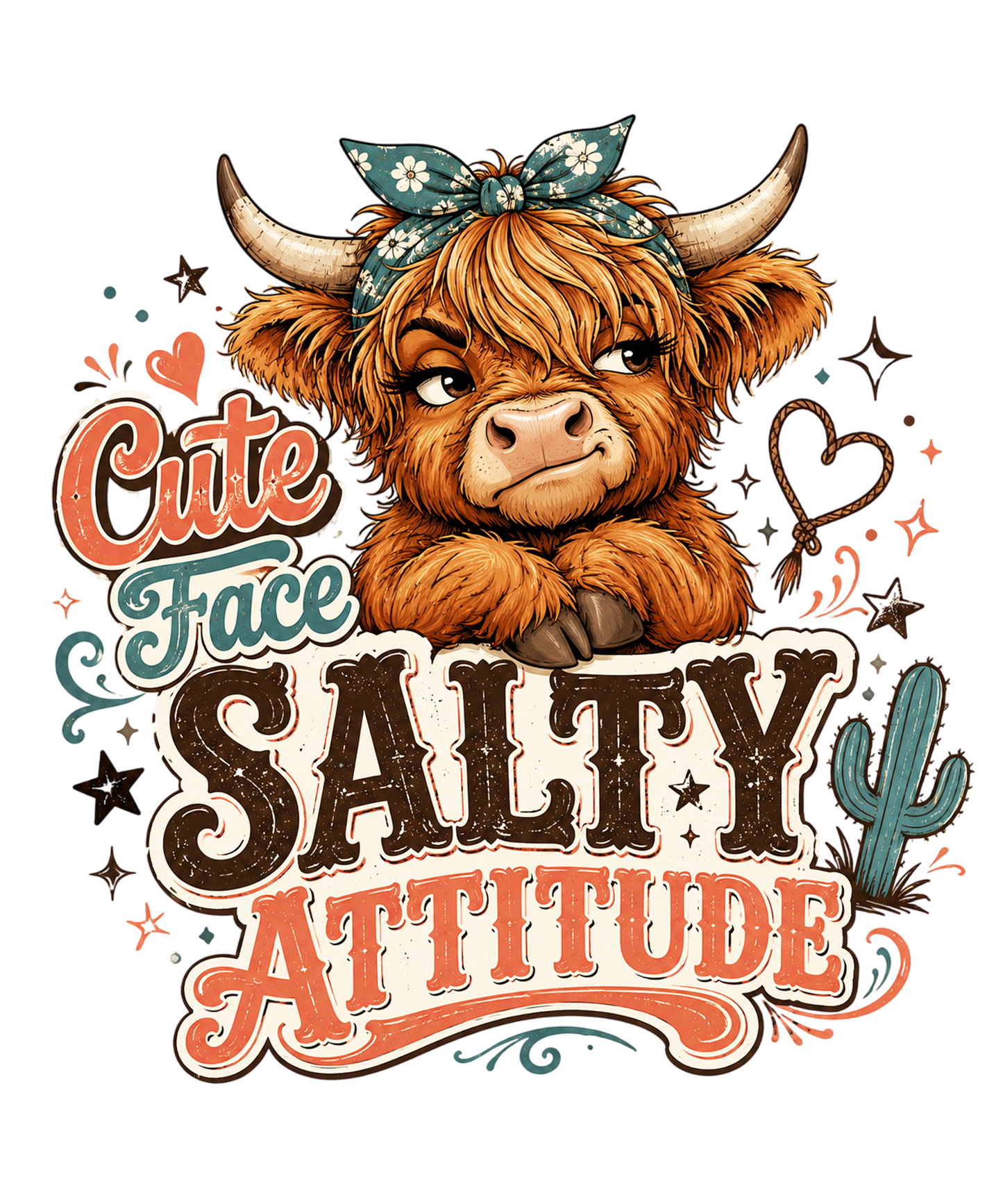 Funny Salty Attitude Highland Cow