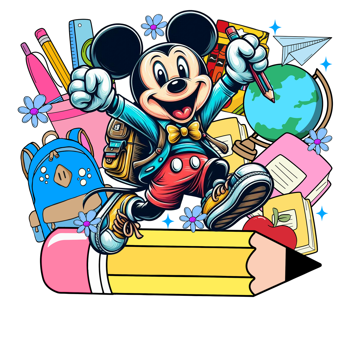 Cartoon Character Back To School - Mickey