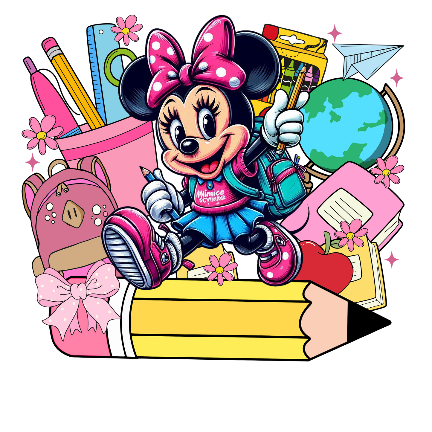 Cartoon Character Back To School - Minnie