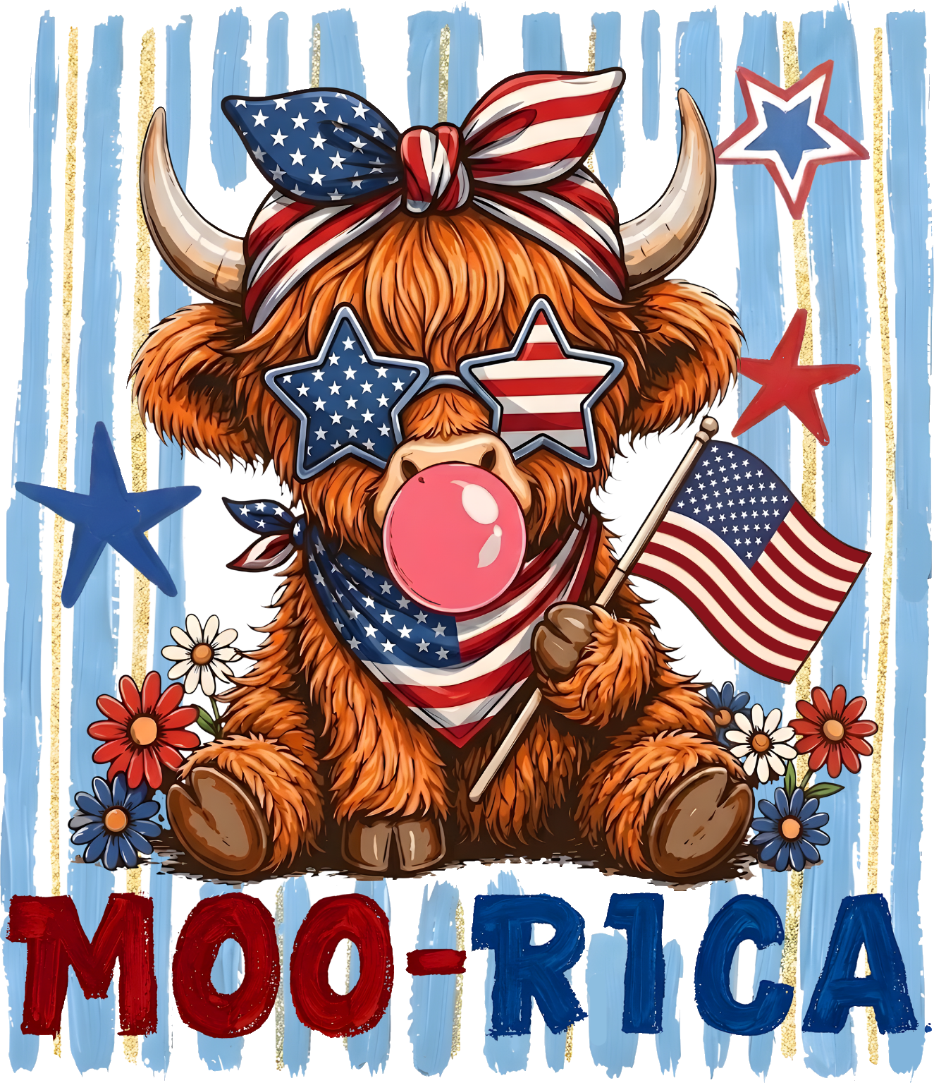 Patriotic Moorica Highland Cow
