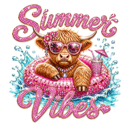 Rhinestone Highland Cow Summer