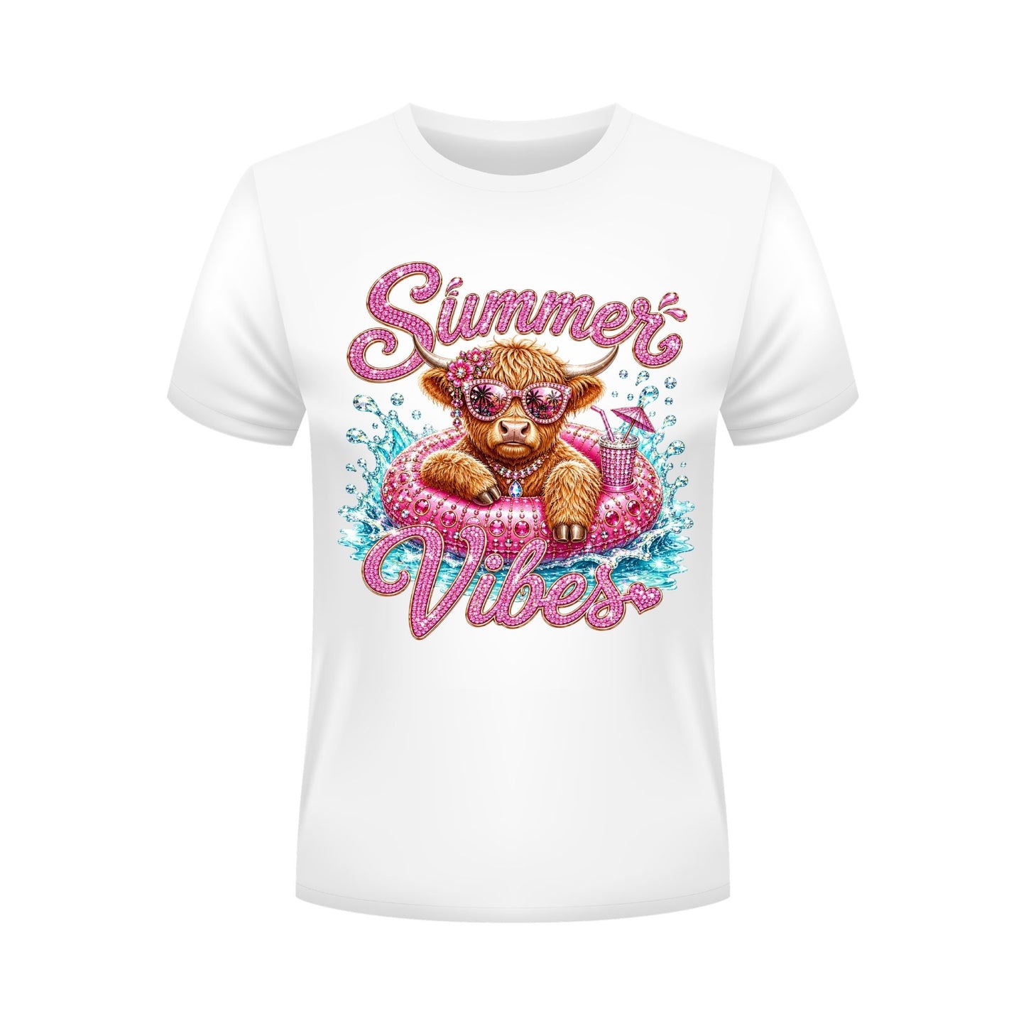 Rhinestone Highland Cow Summer