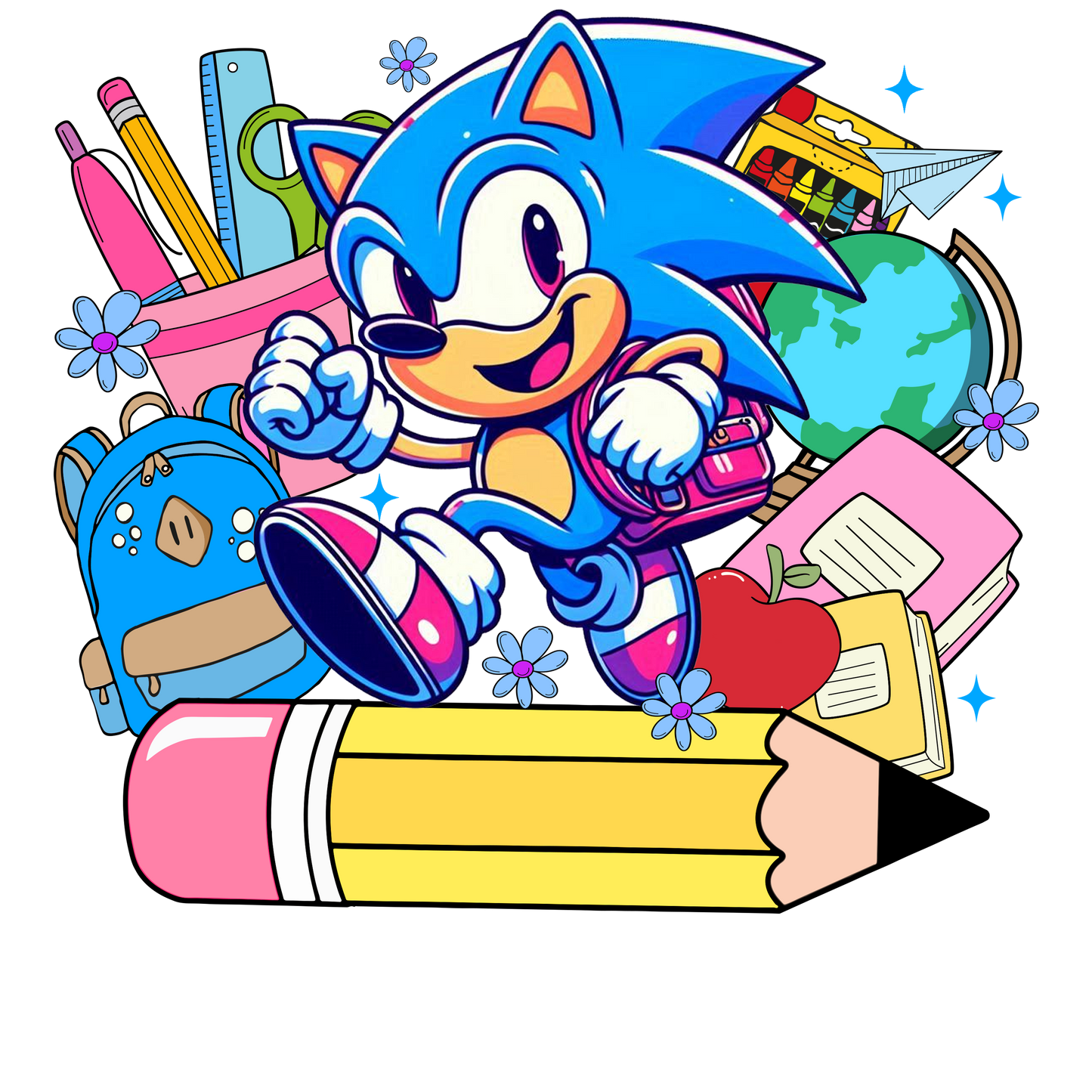 Cartoon Character Back To School - Sonic