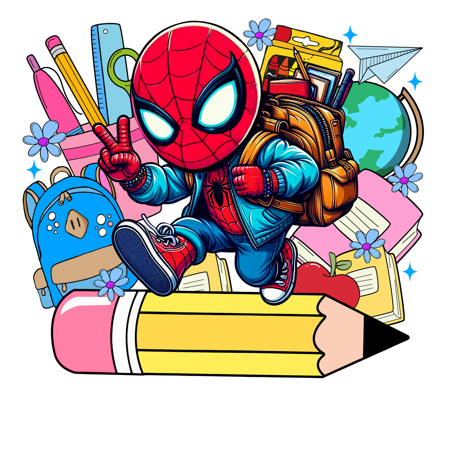 Cartoon Character Back To School - Spider