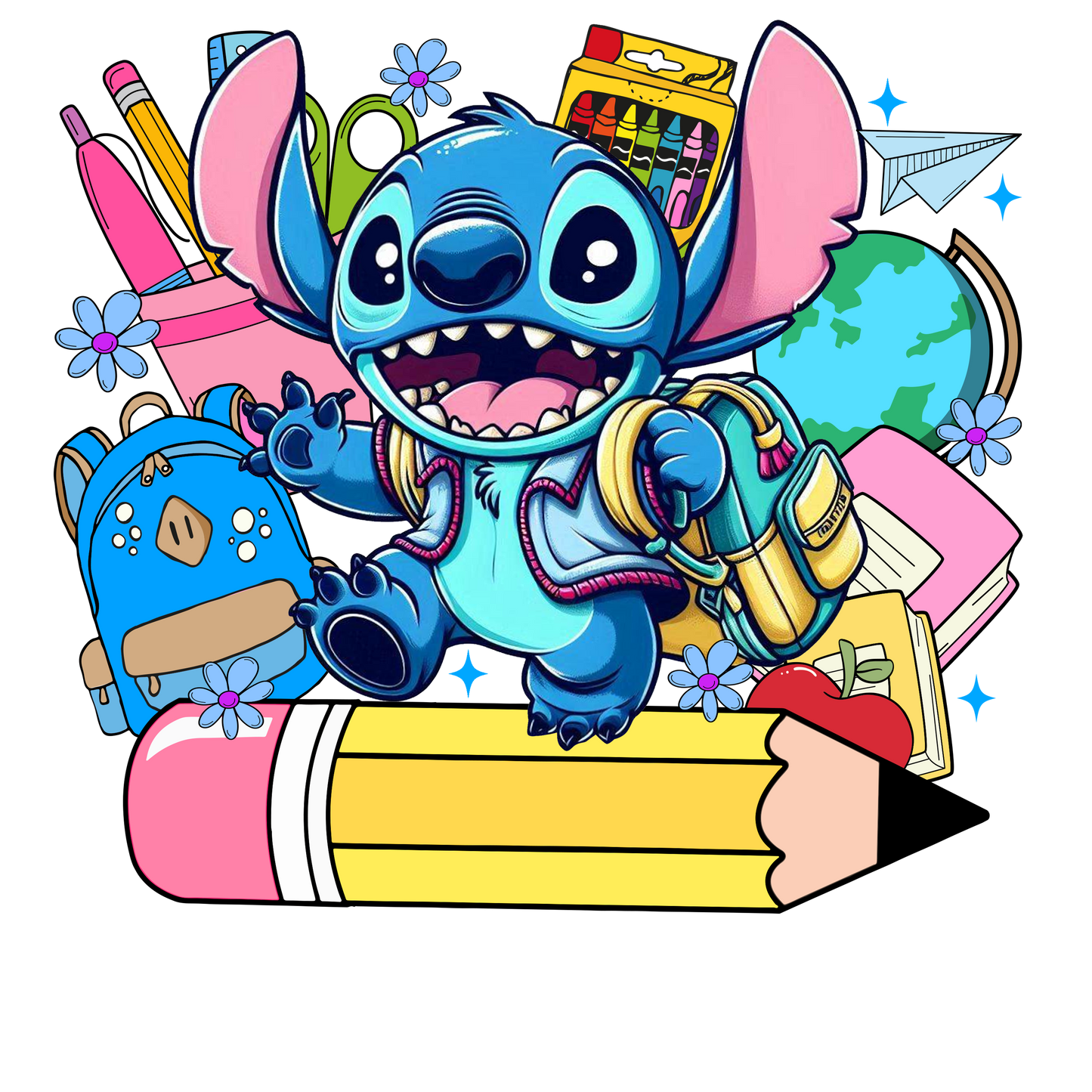 Cartoon Character Back To School - Stitch