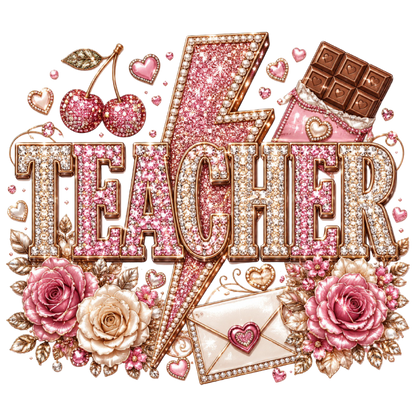 Teacher Rhinestone Cherry Girly Shirt