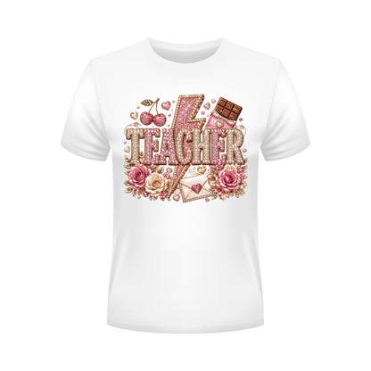 Teacher Rhinestone Cherry Girly Shirt