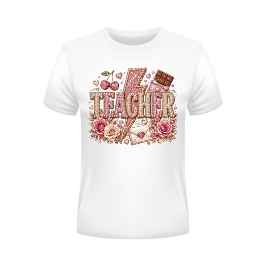 Teacher Rhinestone Cherry Girly Shirt