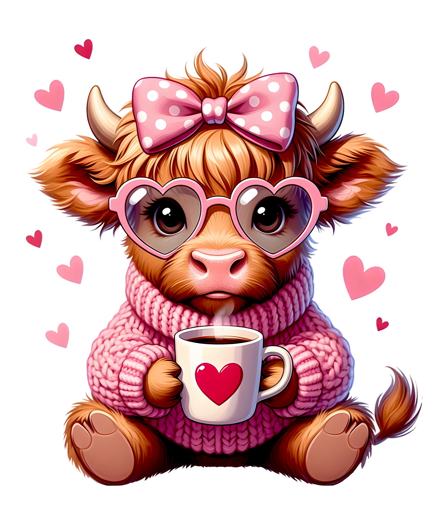 Valentine Day Highland Cow