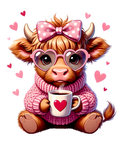 Valentine Day Highland Cow
